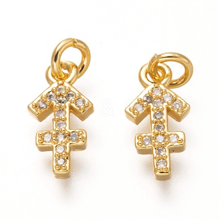 Brass Micro Pave Clear Cubic Zirconia Pendants ZIRC-P081-G08-RS-1
