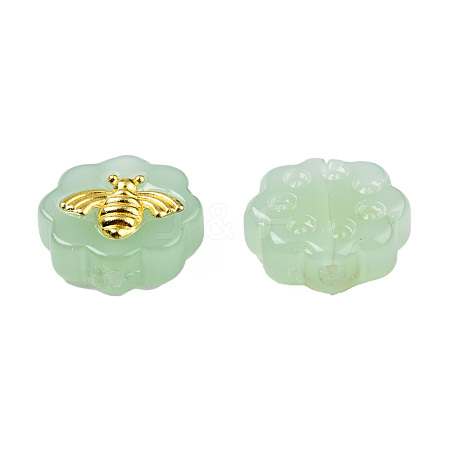 Imitation Jade Spray Painted Glass Beads LAMP-N032-03-C01-1