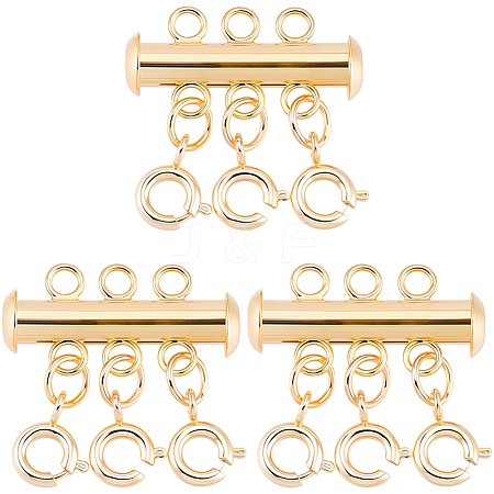 3Pcs 3 Holes Brass Slide Lock Clasps KK-BBC0027-60B-1