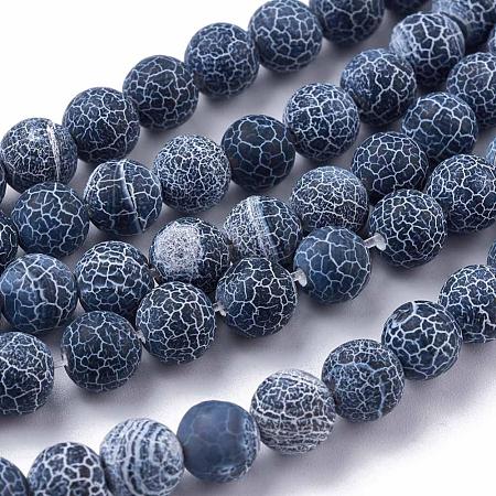 Frosted Natural Weathered Agate Beads Strands G-F367-8mm-05-1