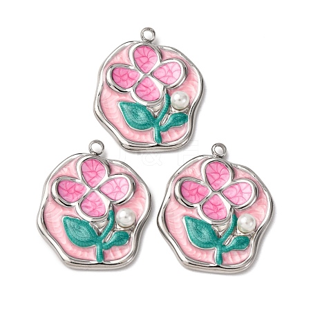304 Stainless Steel Enamel Pendants STAS-P406-26A-P-1