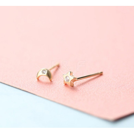 Brass Micro Pave Clear Cubic Zirconia Stud Earrings FS-WGE47D1-21-1