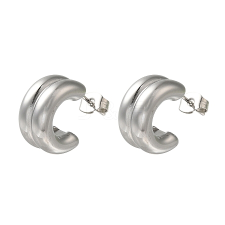 304 Stainless Steel C-Shaped Stud Earrings for Women EJEW-S237-09-1