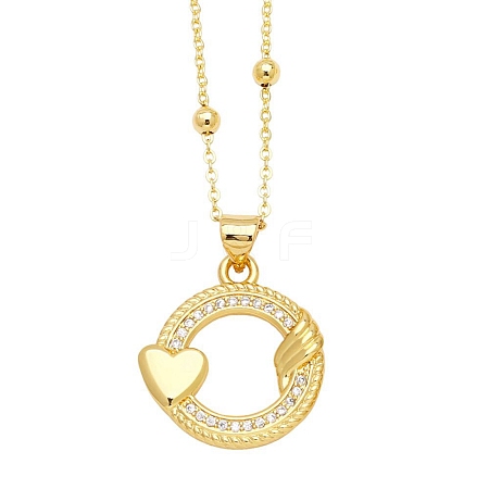 Brass Micro Pave Cubic Zirconia Pendant Necklaces PW-WG64309-03-1