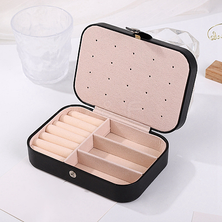 Rectangle PU Leather with Lint Jewelry Storage Box with Snap Button PW-WG54443-05-1