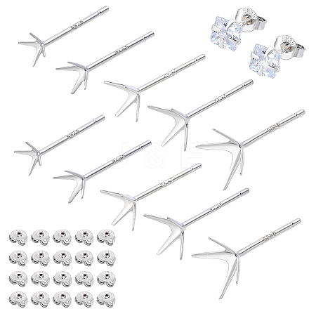 10Pairs 5 Styles 925 Sterling Silver Ear Studs FIND-PH0022-51-1