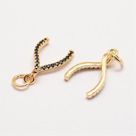 Brass Micro Pave Grade AAA Cubic Zirconia Pendants ZIRC-G090-46G-NR-1