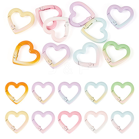 10Pcs 10 Colors Baking Paint Alloy Spring Gate Rings FIND-TA0009-95-1