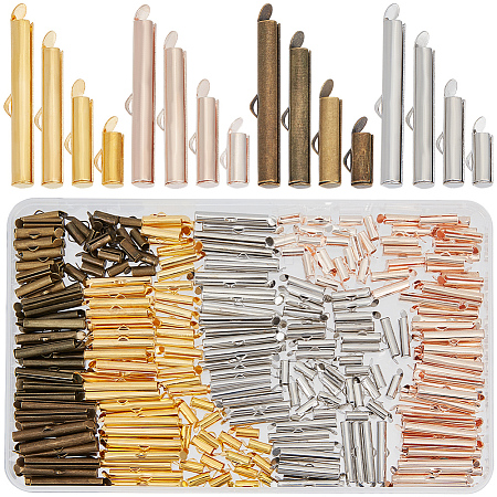 320Pcs 16 Styles Iron Slide On End Clasp Tubes IFIN-CN0001-08-1
