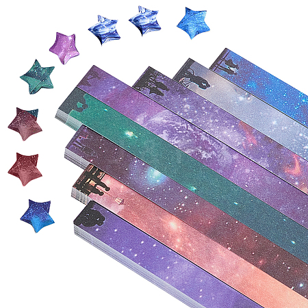 8 Colors Luminous Lucky Star Origami Paper DIY-WH0542-15E-1