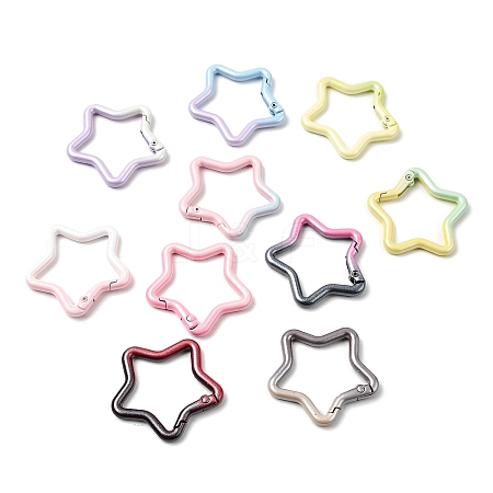 Spray Paint Alloy Spring Gate Rings X-FIND-C086-02A-1