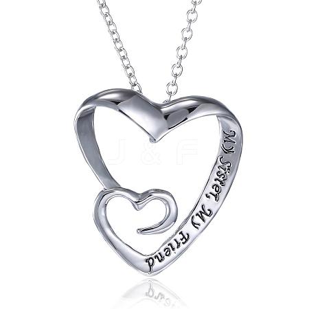 Creative Heart Engraved My Sister NJEW-N0052-098-1