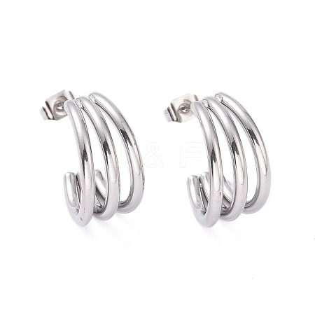 Non-Tarnish 304 Stainless Steel C-shape Stud Earrings EJEW-G298-13A-P-1