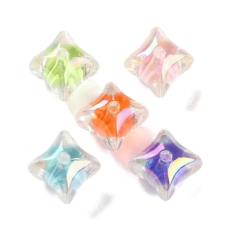 UV Plating Iridescent Transparent Acrylic Beads OACR-H112-09C-1