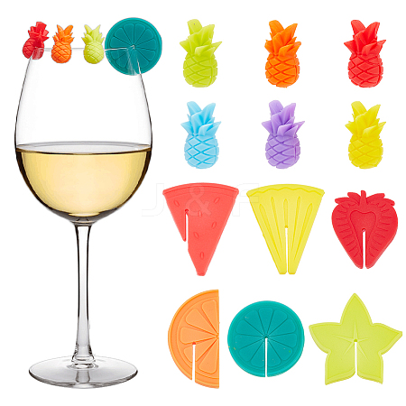  2 Sets 2 Style Silicone Wine Glass Charms AJEW-NB0005-70-1