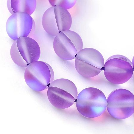 Synthetic Moonstone Beads Strands G-R375-8mm-A09-1