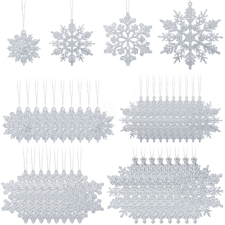 36Pcs Snowflake Plastic Pendant Decorations DIY-CP0013-33B-1