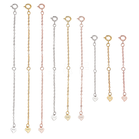  9Pcs 9 Styles 925 Sterling Silver Chain Extender FIND-GA0004-23-1