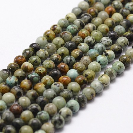 Natural African Turquoise(Jasper) Beads Strands G-D840-90-10mm-1