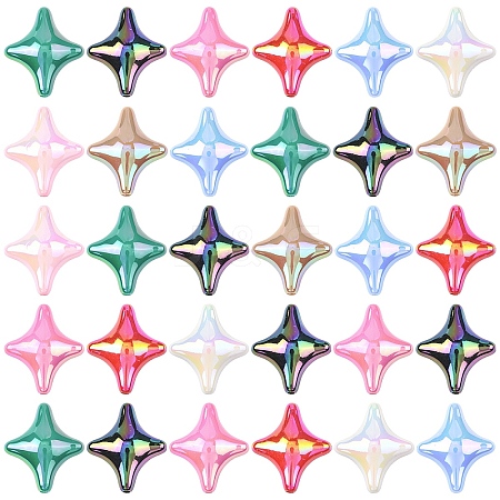 30Pcs UV Plating Acrylic Beads OACR-YW0004-10-1