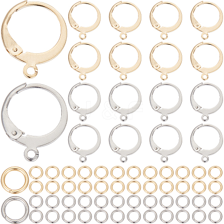 80Pcs 2 Color 304 Stainless Steel Leverback Earring Findings STAS-SP0001-17-1