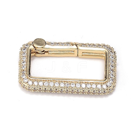 Brass Micro Pave Clear Cubic Zirconia Spring Gate Rings ZIRC-F120-006G-1