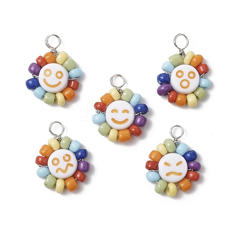 Acrylic & Glass & Copper Pendants PALLOY-JF03892-01-1