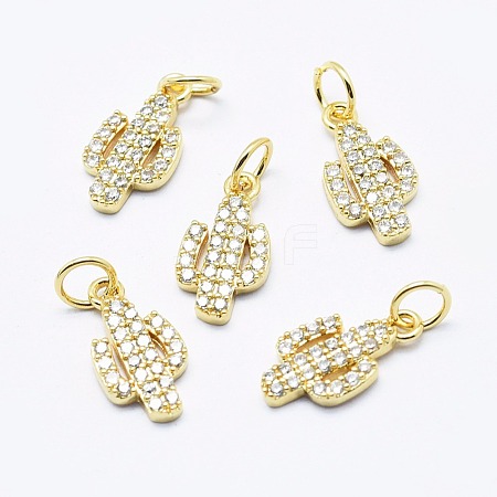 Brass Micro Pave Cubic Zirconia Charms ZIRC-G130-26G-01-NR-1
