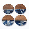 Transparent Resin & Walnut Wood Pendants X-RESI-T035-35C-1