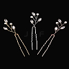 3Pcs 3 Colors Brass Rhinestone Hair Forks MRMJ-LP0001-06-1