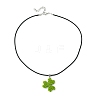 Glass Seed Beads Beaded Clover Pendant Necklaces NJEW-MZ00087-4