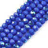 Electroplate Opaque Solid Color Glass Beads Strands EGLA-A044-P6mm-L32-1