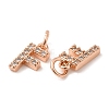 Brass Micro Pave Grade AAA Cubic Zirconia Charms ZIRC-P067-11RG-F-NR-3