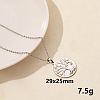 Stainless Steel Flat Round with Tree of Life Pendant Necklace XM4050-5-1