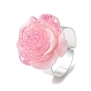 Glitter Powder Rose Resin Finger Rings RJEW-JR00731-01-4