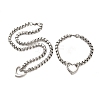 304 Stainless Steel Heart Pendant Necklaces & Bracelets Sets STAS-A100-22P-1