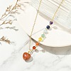Chakra Natural Mixed Stone Heart Pendant Brass Cable Chain Necklaces for Women NJEW-JN06267-3