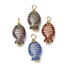 Baking Paint & Golden Metal Enlaced Glass Pendants GL-CBA010C-09G-1