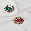 2Pcs 2 Colors Baroco Style Alloy Rhinestone Safety Pin Brooches JEWB-LP0001-09-3