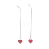 Long Chain with Enamel Heart Dangle Stud Earrings EJEW-A067-01P-B-3