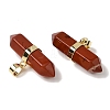 Natural Red Jasper Double Terminal Pointed Pendants G-NH0001-15G-09-2