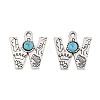 Synthetic Turquoise & Alloy Pendants PALLOY-H146-01AS-W-1
