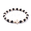 Natural Sandalwood Beads Stretch Bracelets BJEW-JB04679-04-1