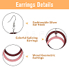 FIBLOOM 6 Pairs 6 Colors Wood Double Ring Dangle Earrings with Iron Pins for Women EJEW-FI0002-38-4
