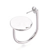 Flat Round Brass Cuff Ring Settings KK-T076-67P-1