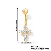 Elegant and Stylish Cross Brass Rhinestone Belly Rings Curved Barbell UZ1894-1-1