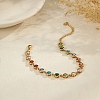 304 Stainless Steel Pave Colorful Cubic Zirconia Tennis Bracelets for Women BJEW-T023-02D-G-1