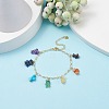 Natural & Synthetic Mixed Gemstone Chips Charm Bracelet and Necklace SJEW-JS01234-4