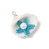 Cylinder Seed Beaded Starfish & Shell Pendants PALLOY-MZ00547-06-3