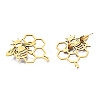 201 Stainless Steel Bee and Honeycomb Lapel Pin JEWB-N007-124G-3